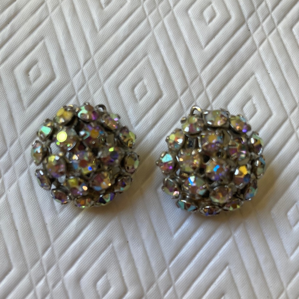 Vintage 1950s Rhinestone Clip-On Earrings